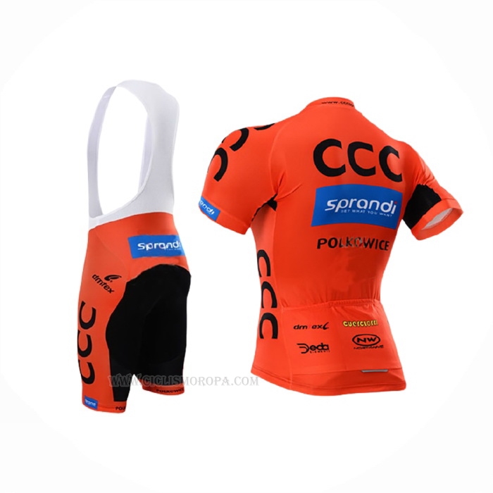 2015 Ropa Ciclismo CCC Negro Naranja Mangas Corta y Culotte Corto